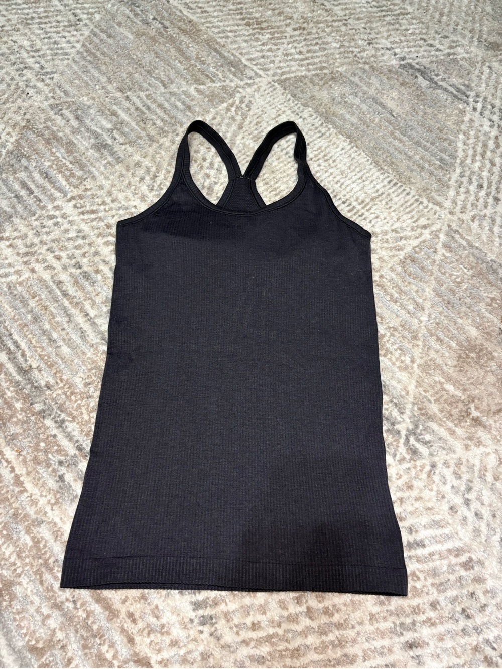 lululemon Black Ribbed Racerback Tank Top Built-In Shelf Bra